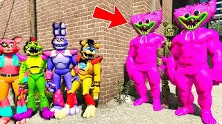 ALL GLAMROCK ANIMATRONICS VS KISSY MISSY! GTA 5 FNAF MODS