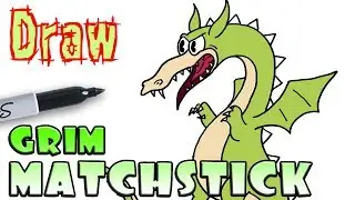 How to Draw Grim Matchstick Dragon | Cuphead