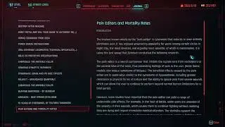 Cyberpunk 2077 Shard Reading ~ Pain Editors and Mortality Rates