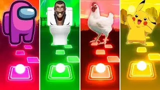 Among Us vs Skibidi Toilet vs Chicken vs Pikachu - Tiles Hop EDM Rush