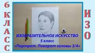 Урок ИЗО в школе. 6 класс. Урок № 21.  «Портрет. Поворот  головы 3/4».