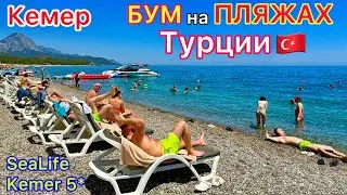 Турция СЕЙЧАС🇹🇷 Пляжи ПЕРЕПОЛНЕНЫ❗️ БОРЬБА за лежаки. МОРЕ в отеле SeaLife Kemer Resort Hotel 5*