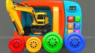 Learn Colors with Yellow Excavator Construction Vehicle Toys Assembly Car and Surprise Egg | ZORIP