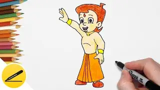 Chota Bheem drawing easy - How to draw Chhota Bheem cartoon character step by step