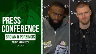 Jaylen Brown & Kristaps Porzingis REACT to Celtics Win vs Rockets | Postgame Interview