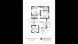 East facing building plan / 2 bedroom house design / low budget building design /building floor plan