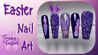 Easter Nail Art - How to draw Easter Nail Art Easy and Fast - Purple Madness!