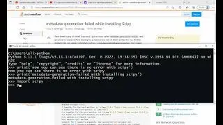 metadata generation failed with installing scipy