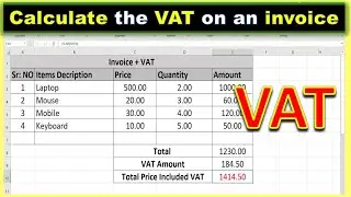 how to calculate the VAT on an invoice | Value added Tax | 