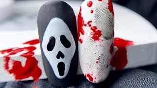 Easy Halloween Nail Art| Scream Nail Art 🎃|Ghostface Scream Nail