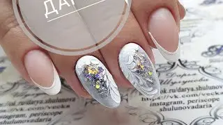 Magic winter aquarium design for short nails. Frost patterns.How to do unique, exclusiveRussian nail