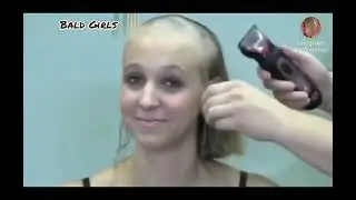 beautiful women head shave at salon