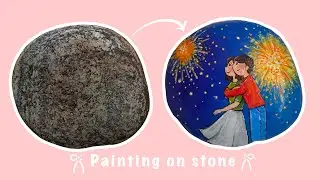 Painting on stone/ acrylic painting tutorial/ couple illustration