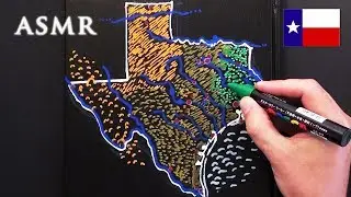 ASMR 1hr Drawing Map of Texas | History of Flags