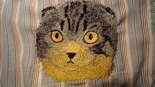 Bышить котика на рубашке.