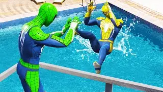 GTA 5 Water Ragdolls Green Spiderman vs Yellow Spiderman Jumps/Fails (Euphoria Physics) #9