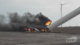 05-21-2024 Prescott, Iowa - Twister Destroys Wind Farm - Turbine on FIRE!