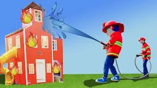 The Kids dressed as firemen put out a burning building - Compilation 🏚🔥