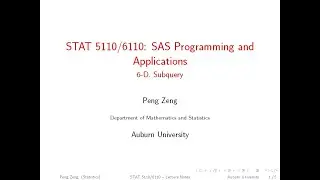 SAS - 6D - Proc SQL Subquery