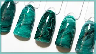 Gel polish | Nails design stone malachite | Green nail polish with effect of malachite