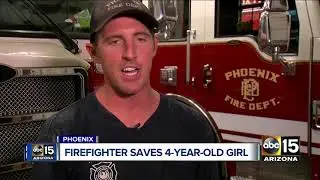 Firefighter pulls 4-year-old girl from burning home in Phoenix