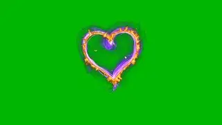 4k GREEN SCREEN | Burning Heart | Neon PURPLE Color | Burning Effect | Loop Video | Burn Fire Heart