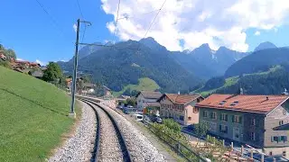 ★ 4K 🇨🇭 Montreux - Zweisimmen cab ride, Switzerland Goldenpass [09.2023] Führerstandsmitfahrt