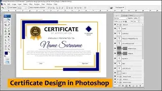 Printable A4 Size Certificate Design in Adobe Photoshop Tutorial !