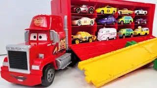 12 Type Cars ☆ Cars minicar runs down the slope and rides on a Big Mac trailer