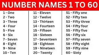 1 to 60 number names | number names 1 to 60 with spelling | one - sixty spelling in english | 1-60