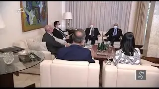 Pacheco recebe os ministros Edson Fachin e Alexandre de Moraes na residência oficial