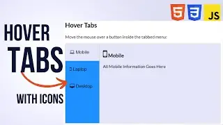 Create Hover Tabs in HTML CSS Tutorial | JavaScript Tutorial to create hover Tabs | W3schools Html