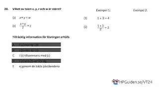 NOG uppgift 28 från högskoleprovet våren 2024 provpass 5 kvantitativ del