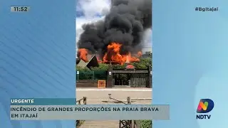 Incêndio de grandes proporções no clube Warung na Praia Brava em Itajaí