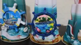 Резная свеча маяк (цвет морская волна).