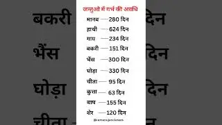 जंतुओं में गर्भ की अवधि मानव हाथी गाय बकरी भैंस घोड़ा चीता कुत्ता बाघ शेर | #lions #cow Episod-2