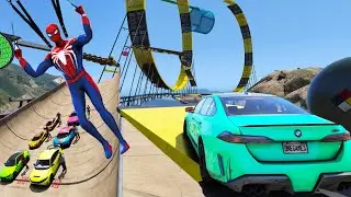 Skill test Sportcars parkour Mountain challenge GTA 5 superheroes mod and mod Supercars