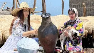 Oven cooking! Baking bread and grilled chicken in a nomadic village.