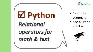 Python relational operators for math and text | Python for Beginners