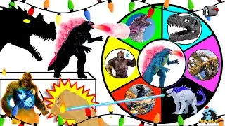 Godzilla x Kong x JW Dinosaurs SPINNING WHEEL SLIME GAME w/ Figures & Toys from Movies