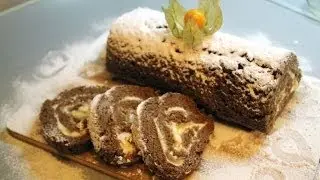 Как приготовить рулет ШОКОЛАДНЫЙ РУЛЕТ С БАНАНОМ