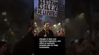 Protests Outside The Argentine Congress As  Senate Debates 'Ley de Bases'