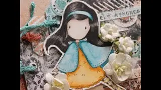 Mixed media card with Gorjuss and 7 dots studio papers #2