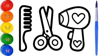 How to draw and color a hairdresser's set / Drawings for children