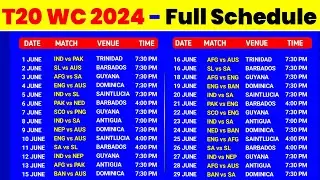 ICC T20 World Cup 2024 Schedule Time Table - T20 World Cup 2024 Schedule Announce