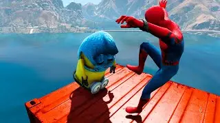 GTA 5 Water Ragdolls SPIDERMAN VS Minion (Funny Moments, Euphoria Physics, Superhero Battle)