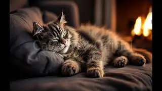 Purring Cats Relaxation - Warm fireplace Sounds #relax #catlover #purringcats