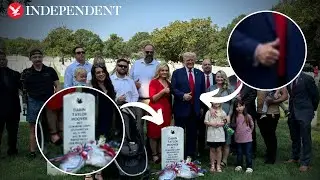 Trump slammed for flashing smile and making ‘disgraceful’ thumbs up at soldiers’ graves