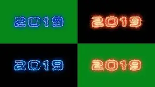 Welcome 2019 - year number 2019 in electrical design and in flame on green and black screen