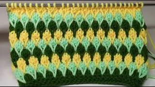 №145 Красивый жаккард спицами из остатков пряжи. Двухцветный узор спицами